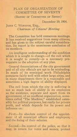 committee of seventy plan 1904